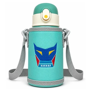ILAHUI Kids Stainless Steel Thermos Water Bottle 550 ml with Straw, Cup Lid, Safety Lock - Turquoise (68-67)
